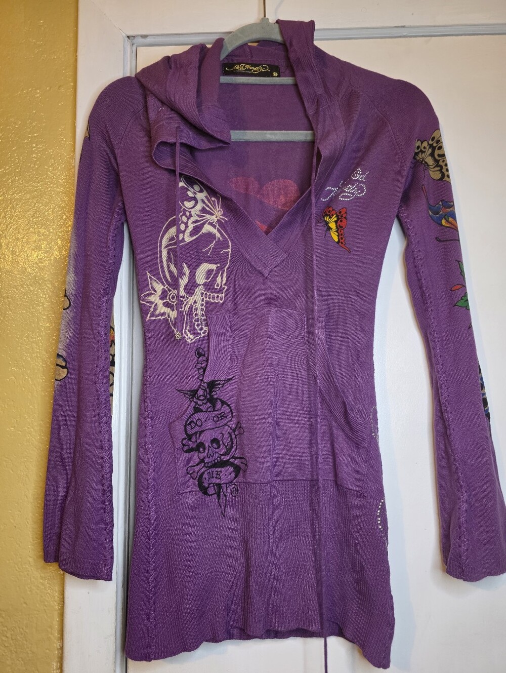Ed Hardy Long Stretch Women Shirt Sz XS